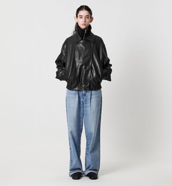 AEWEN MATOPH「＜AEWEN MATOPH＞リブカラーレザーブルゾン」|ライダースジャケット|