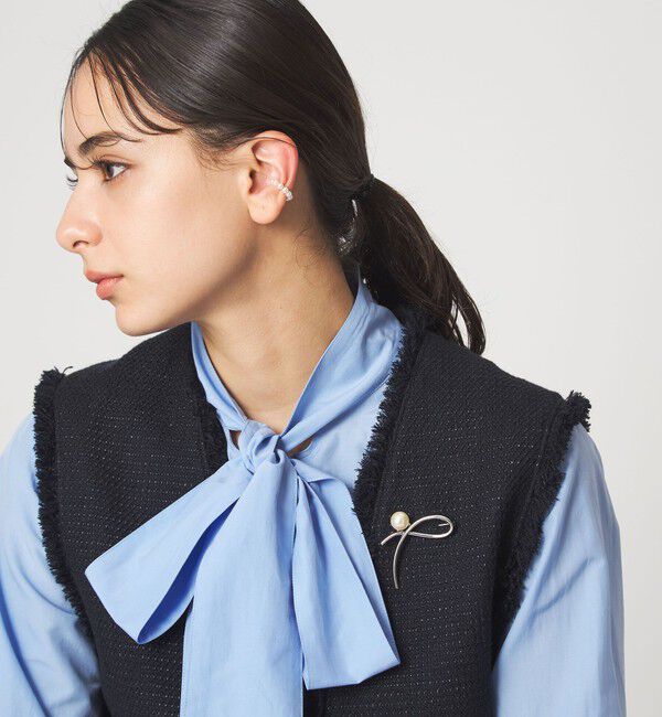 UNITED ARROWS green label relaxing「メタルライン＆フェイクパール ブローチ」|ブローチ・コサージュ|