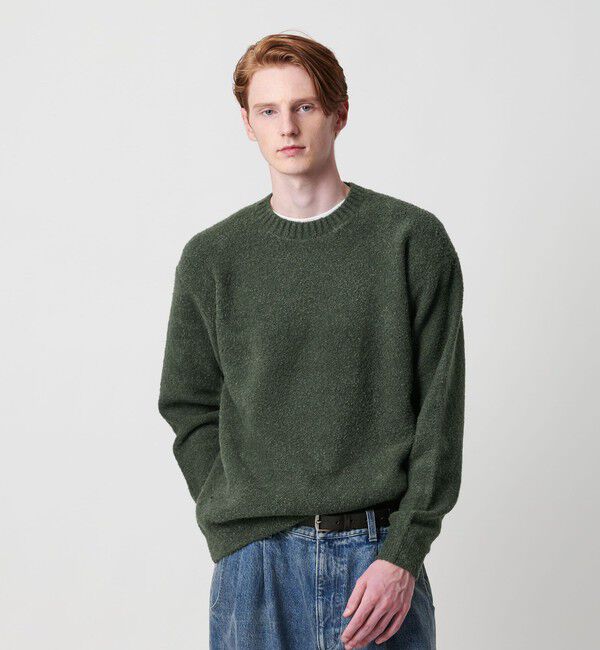 BEAUTY&YOUTH UNITED ARROWS「クリンプ コットンウール クルーネック ニット」|ニット・セーター|OLIVE