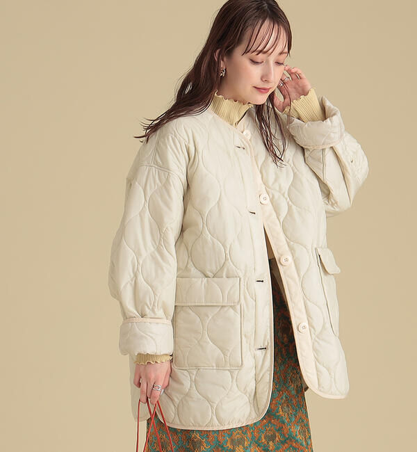 Ray BEAMS 「キルティング ノーカラー ブルゾン」|ブルゾン・スタジャン|