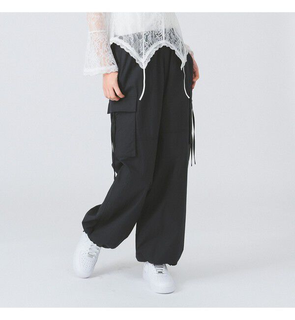 Ray BEAMS 「ストラップ カーゴ ワイド パンツ」|チノ|