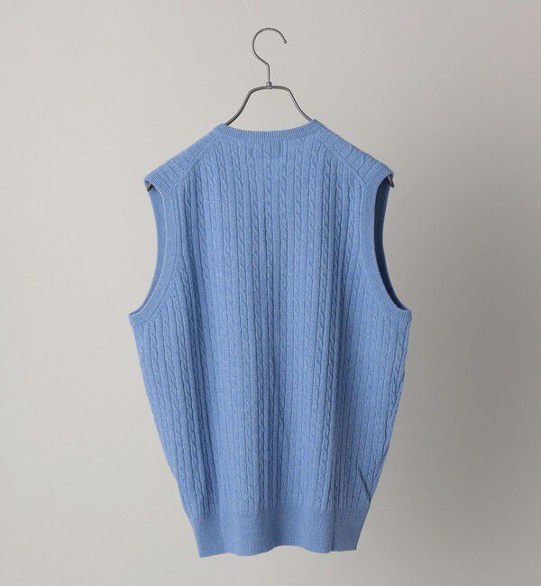 SHIPS「ALAN PAINE: 12ゲージ ジーロンラム ケーブル編み Vネック ニットベスト」|ベスト・ジレ|