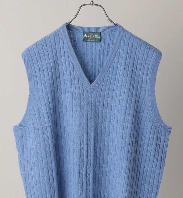 SHIPS「ALAN PAINE: 12ゲージ ジーロンラム ケーブル編み Vネック ニットベスト」|ベスト・ジレ|