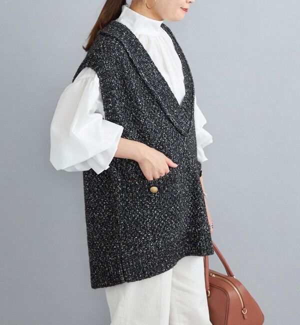 SHIPS for women「〈手洗い可能〉ツイード金ボタンニットベスト◇」|ベスト・ジレ|