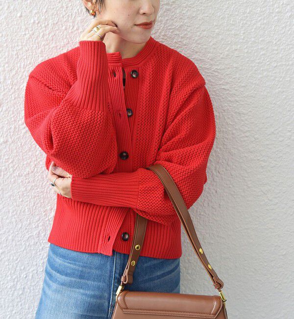 SHIPS any「SHIPS any: パターン コンパクト ショート ニット カーディガン」|カーディガン|