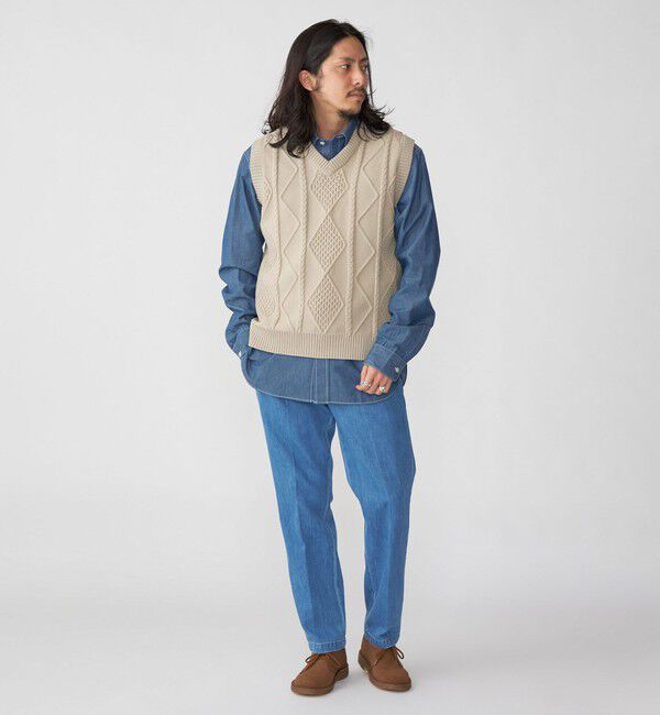 SHIPS「*SHIPS: 7ゲージ ケーブル編み Vネック ニット ベスト」|ベスト・ジレ|