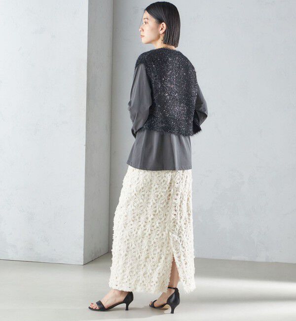 SHIPS for women「*〈手洗い可能〉グリッター ラメ フェザー ベスト 24SS ◇」|ベスト・ジレ|