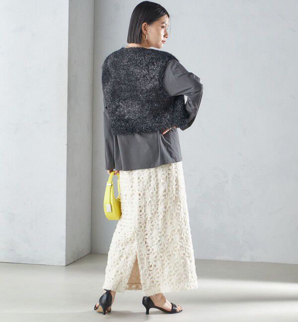 SHIPS for women「*〈手洗い可能〉グリッター ラメ フェザー ベスト 24SS ◇」|ベスト・ジレ|