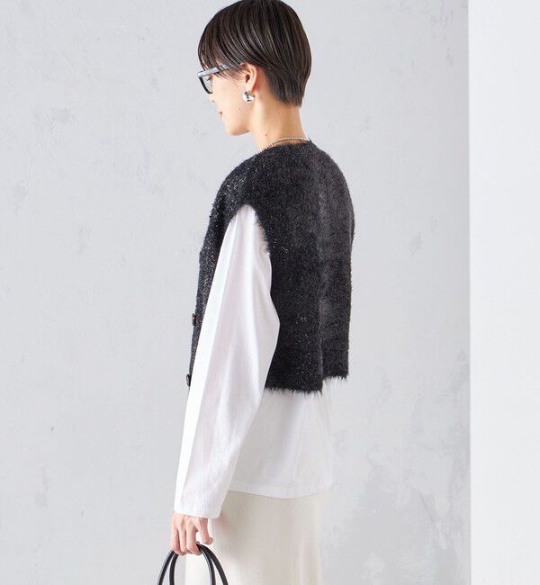 SHIPS for women「*〈手洗い可能〉グリッター ラメ フェザー ベスト 24SS ◇」|ベスト・ジレ|