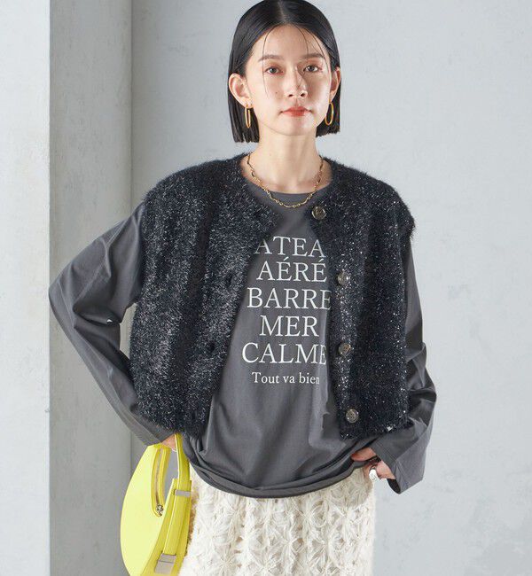 SHIPS for women「*〈手洗い可能〉グリッター ラメ フェザー ベスト 24SS ◇」|ベスト・ジレ|