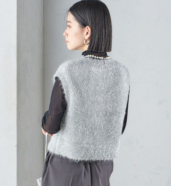SHIPS for women「*〈手洗い可能〉グリッター ラメ フェザー ベスト 24SS ◇」|ベスト・ジレ|