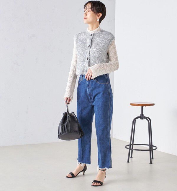 SHIPS for women「*〈手洗い可能〉グリッター ラメ フェザー ベスト 24SS ◇」|ベスト・ジレ|