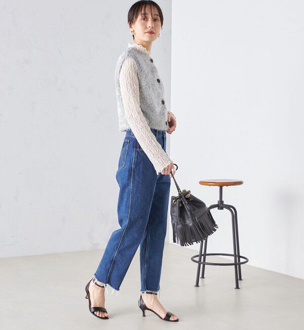 SHIPS for women「*〈手洗い可能〉グリッター ラメ フェザー ベスト 24SS ◇」|ベスト・ジレ|