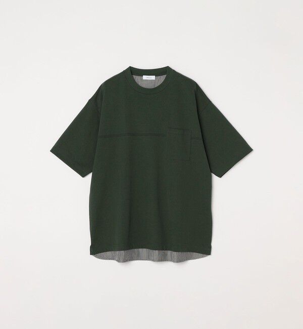 SHIPS any「SHIPS any: バックメッシュ / ストライプシャツ ドッキング フェイクレイヤード ポケット Tシャツ◇」|Tシャツ・カットソー|