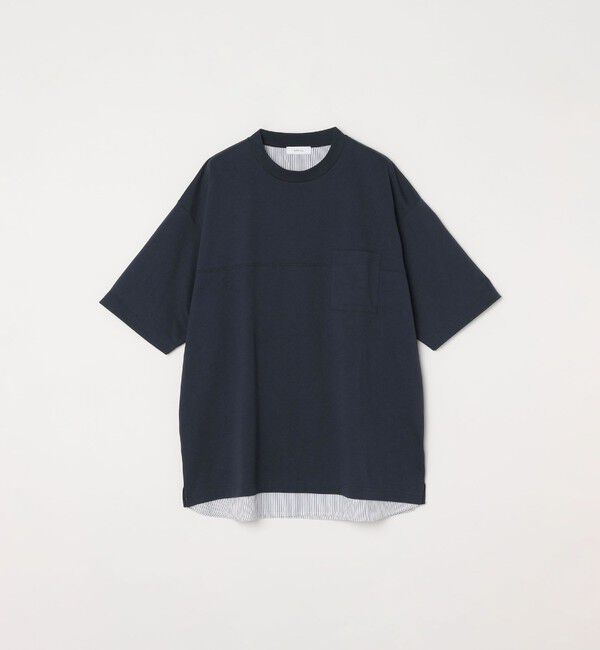 SHIPS any「SHIPS any: バックメッシュ / ストライプシャツ ドッキング フェイクレイヤード ポケット Tシャツ◇」|Tシャツ・カットソー|