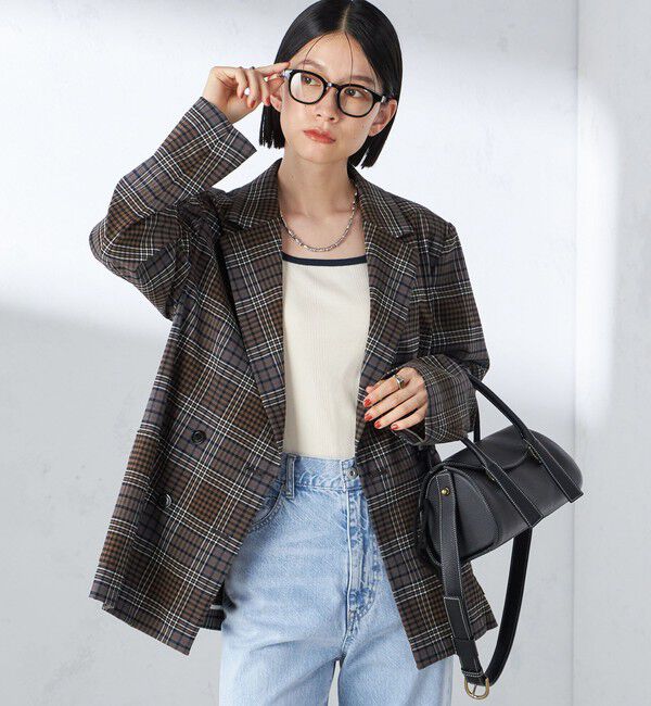 SHIPS for women「〈手洗い可能〉ウール混 チェック ダブルボタン ジャケット」|テーラードジャケット|