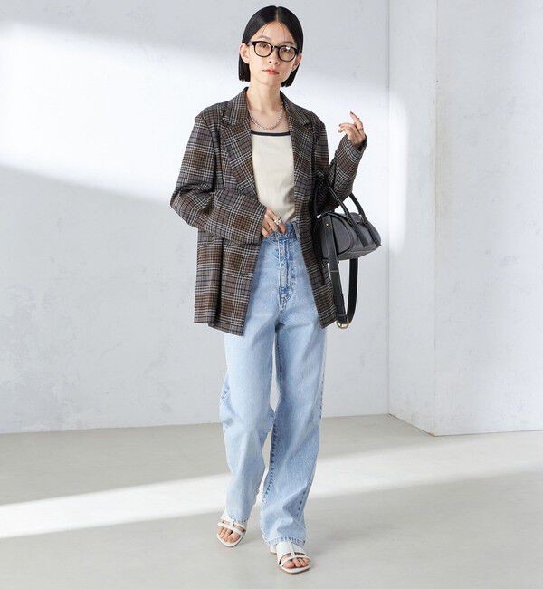 SHIPS for women「〈手洗い可能〉ウール混 チェック ダブルボタン ジャケット」|テーラードジャケット|