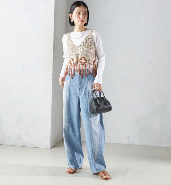 SHIPS for women「パッチワーク カーブ デニム」|デニム|