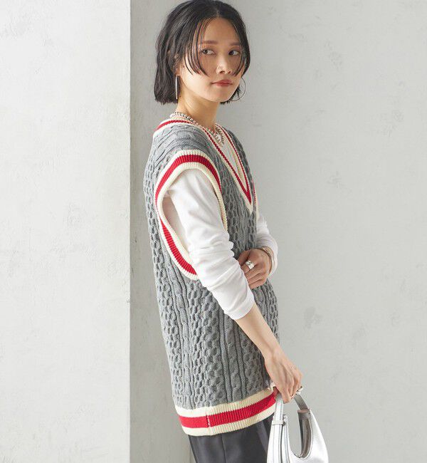 SHIPS for women「【SHIPS別注】LOGAN KNITTING MILLS: チルデン Vネック ベスト」|ベスト・ジレ|