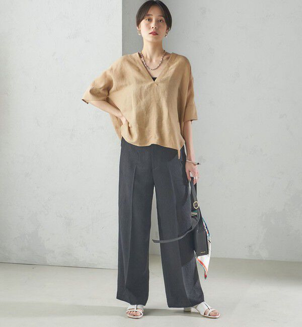 SHIPS for women「【一部WEB限定】〈手洗い可能〉IMPERIAL LINEN スキッパー ブラウス」|シャツ・ブラウス|