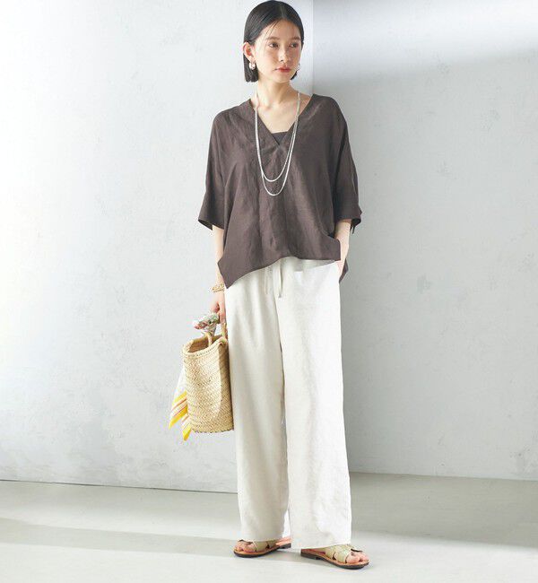 SHIPS for women「【一部WEB限定】〈手洗い可能〉IMPERIAL LINEN スキッパー ブラウス」|シャツ・ブラウス|