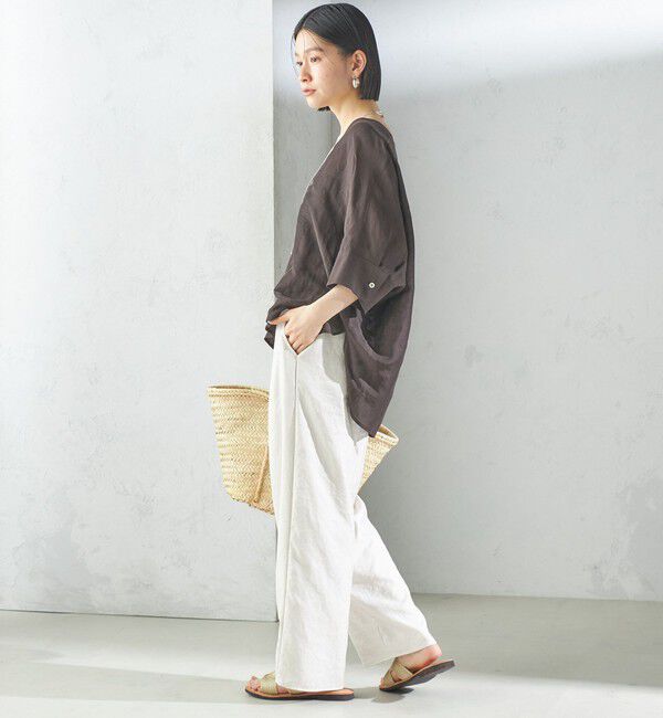 SHIPS for women「【一部WEB限定】〈手洗い可能〉IMPERIAL LINEN スキッパー ブラウス」|シャツ・ブラウス|