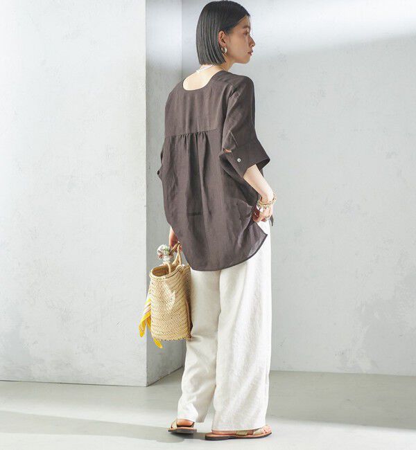 SHIPS for women「【一部WEB限定】〈手洗い可能〉IMPERIAL LINEN スキッパー ブラウス」|シャツ・ブラウス|