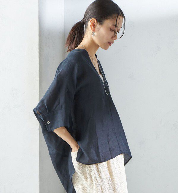 SHIPS for women「【一部WEB限定】〈手洗い可能〉IMPERIAL LINEN スキッパー ブラウス」|シャツ・ブラウス|