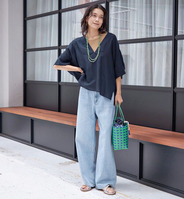 SHIPS for women「【一部WEB限定】〈手洗い可能〉IMPERIAL LINEN スキッパー ブラウス」|シャツ・ブラウス|