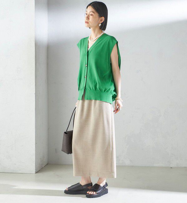 SHIPS for women「〈接触冷感 / 手洗い可能〉アイスコットン フレンチ スリーブ ジレ カーディガン」|ベスト・ジレ|