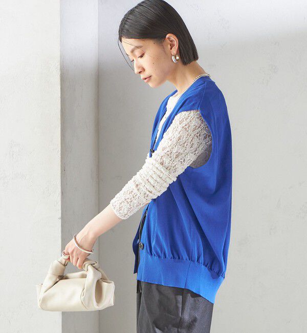 SHIPS for women「〈接触冷感 / 手洗い可能〉アイスコットン フレンチ スリーブ ジレ カーディガン」|ベスト・ジレ|