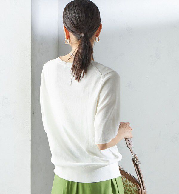 SHIPS for women「〈接触冷感 / 手洗い可能〉アイスコットン ショート スリーブ プルオーバー」|ニット・セーター|