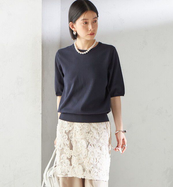 SHIPS for women「〈接触冷感 / 手洗い可能〉アイスコットン ショート スリーブ プルオーバー」|ニット・セーター|