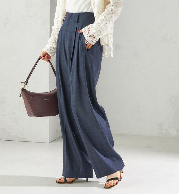 SHIPS for women「〈手洗い可能〉デニムライク 2タック ワイド パンツ」|その他|