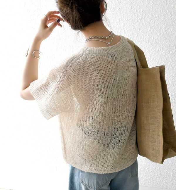 SHIPS any「SHIPS any:〈手洗い可能〉ギマ  ワイド フレンチ シアー ニット プルオーバー」|ニット・セーター|