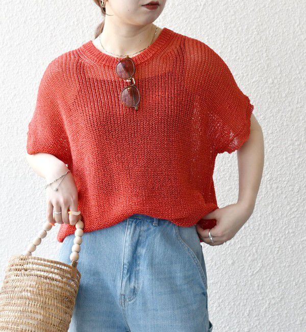 SHIPS any「SHIPS any:〈手洗い可能〉ギマ  ワイド フレンチ シアー ニット プルオーバー」|ニット・セーター|