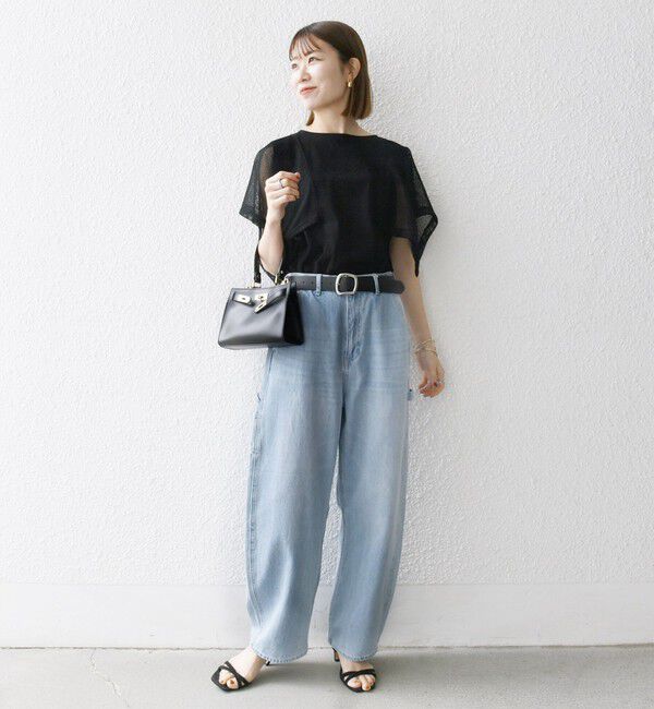 SHIPS any「SHIPS any:〈手洗い可能〉メッシュ シアー ハンカチ スリーブ ドッキング TEE」|Tシャツ・カットソー|