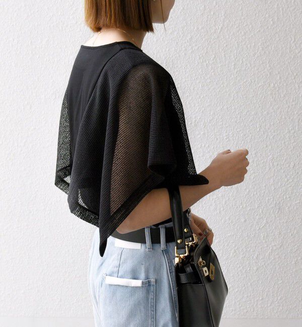 SHIPS any「SHIPS any:〈手洗い可能〉メッシュ シアー ハンカチ スリーブ ドッキング TEE」|Tシャツ・カットソー|