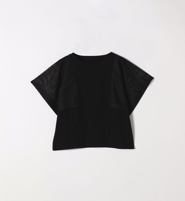 SHIPS any「SHIPS any:〈手洗い可能〉メッシュ シアー ハンカチ スリーブ ドッキング TEE」|Tシャツ・カットソー|