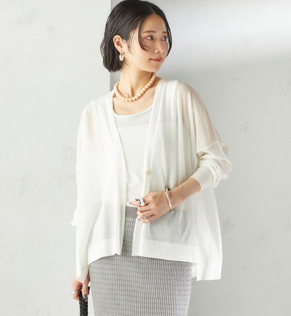 SHIPS for women「〈手洗い可能〉18G コットン ナイロン Vネック 1 ボタン カーディガン」|カーディガン|