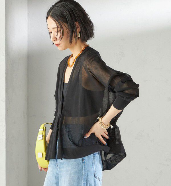 SHIPS for women「〈手洗い可能〉18G コットン ナイロン Vネック 1 ボタン カーディガン」|カーディガン|