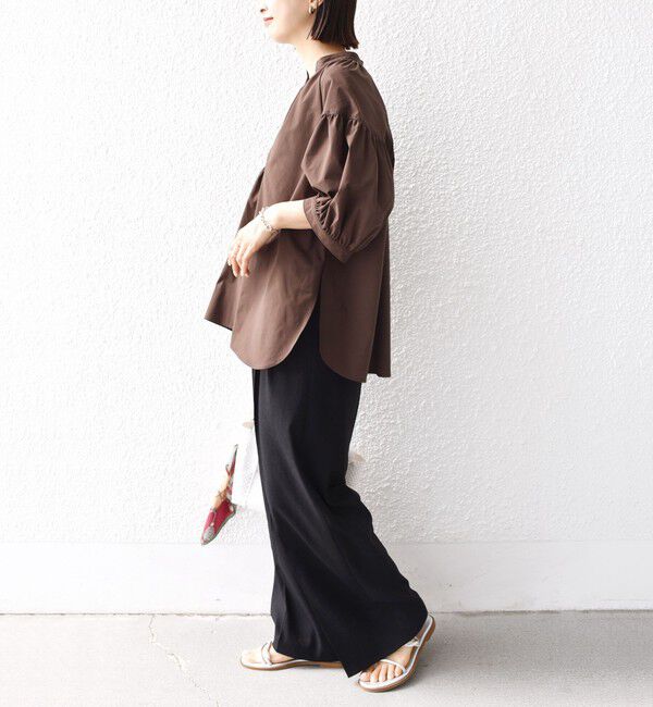 SHIPS for women「〈接触冷感 / 撥水加工〉TEX BRID(R)タフタ スキッパー 5分袖 ブラウス」|シャツ・ブラウス|