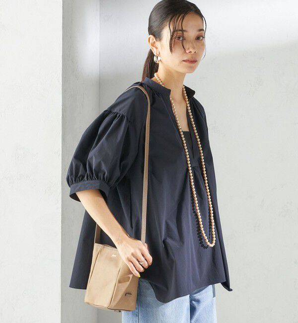 SHIPS for women「〈接触冷感 / 撥水加工〉TEX BRID(R)タフタ スキッパー 5分袖 ブラウス」|シャツ・ブラウス|