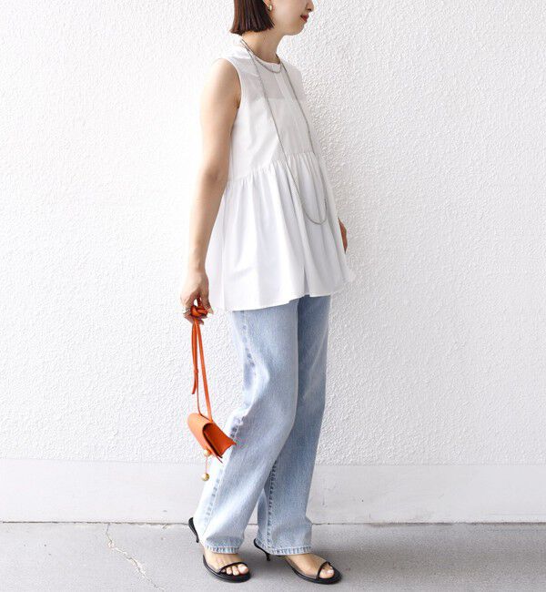 SHIPS for women「〈接触冷感 / 撥水加工〉TEX BRID(R)タフタ ギャザー ノースリーブ ブラウス」|シャツ・ブラウス|