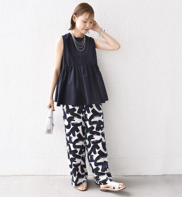 SHIPS for women「〈接触冷感 / 撥水加工〉TEX BRID(R)タフタ ギャザー ノースリーブ ブラウス」|シャツ・ブラウス|