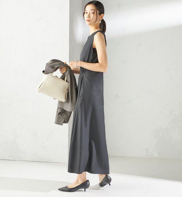 SHIPS for women「〈手洗い可能〉ツイル ノースリーブ ベルト付き ワンピース」|ワンピース|