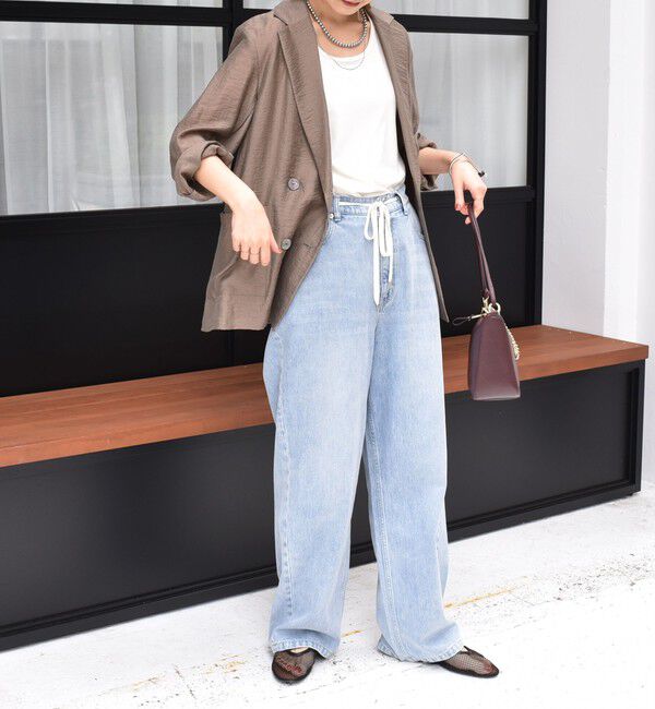 SHIPS for women「〈洗濯機可能〉ドロスト イージー デニム パンツ」|デニム|