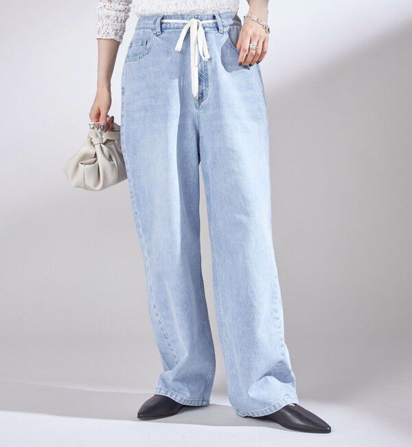 SHIPS for women「〈洗濯機可能〉ドロスト イージー デニム パンツ」|デニム|