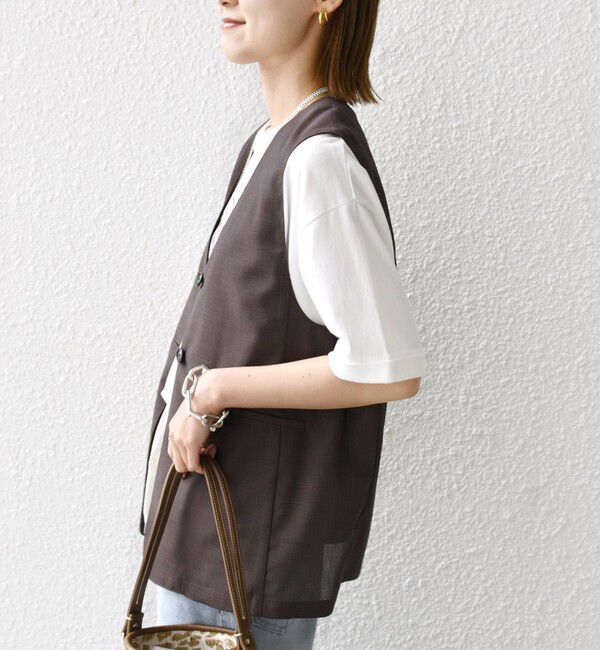 SHIPS for women「〈防シワ加工〉チノ ウール ボタン ジレ」|ベスト・ジレ|