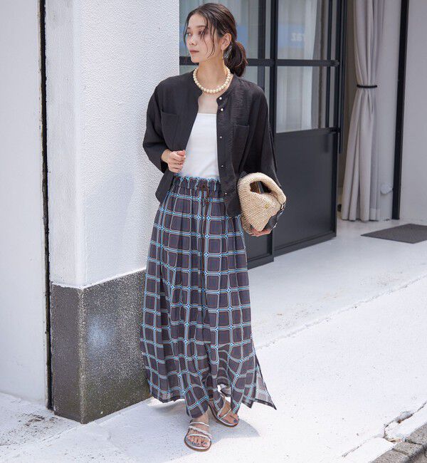 SHIPS for women「【SHIPS別注】UHURU:〈手洗い可能〉シアープリント ギャザー スカート」|スカート|